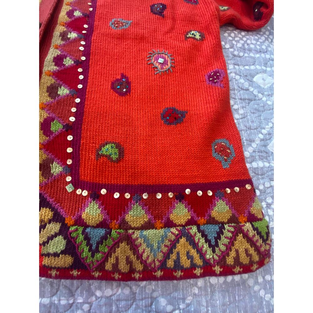 Vintage Christine Foley Sweater Women's Cardigan Bold Red Embellished Size 2(M) - Picture 5 of 10